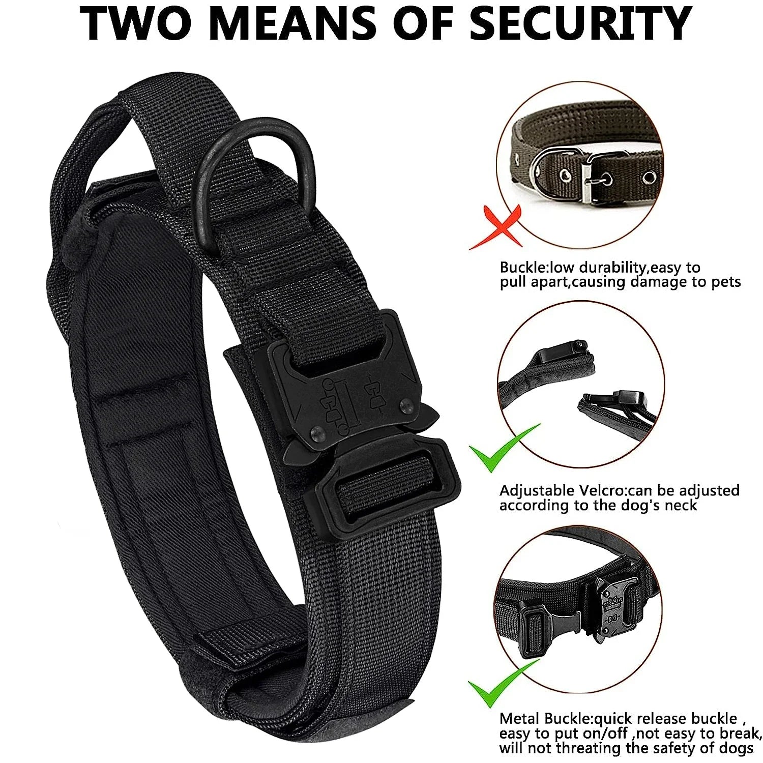 Heavy-Duty Military Tactical Dog Collar &amp; Leash Set | Adjustable Training Collar for All Dogs