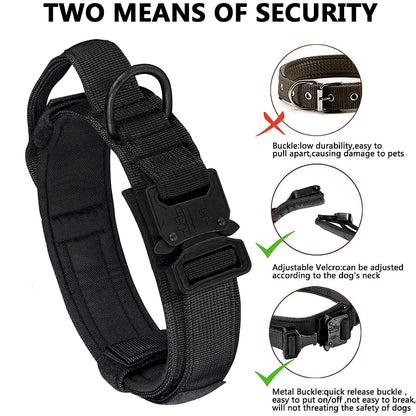 Heavy-Duty Military Tactical Dog Collar &amp; Leash Set | Adjustable Training Collar for All Dogs