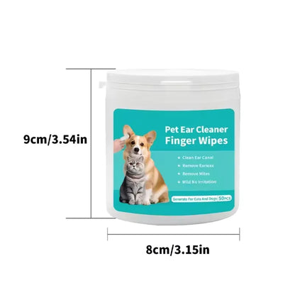 Disposable Pet Ear Cleaning Wipes | Finger Cover Ear Care for Dogs and Cats