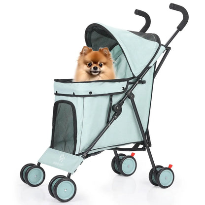 Travel Portable Dog Stroller, Pet Stroller for Small Puppy Dogs &amp; Cats, Up to 33 lbs, Dark Grey