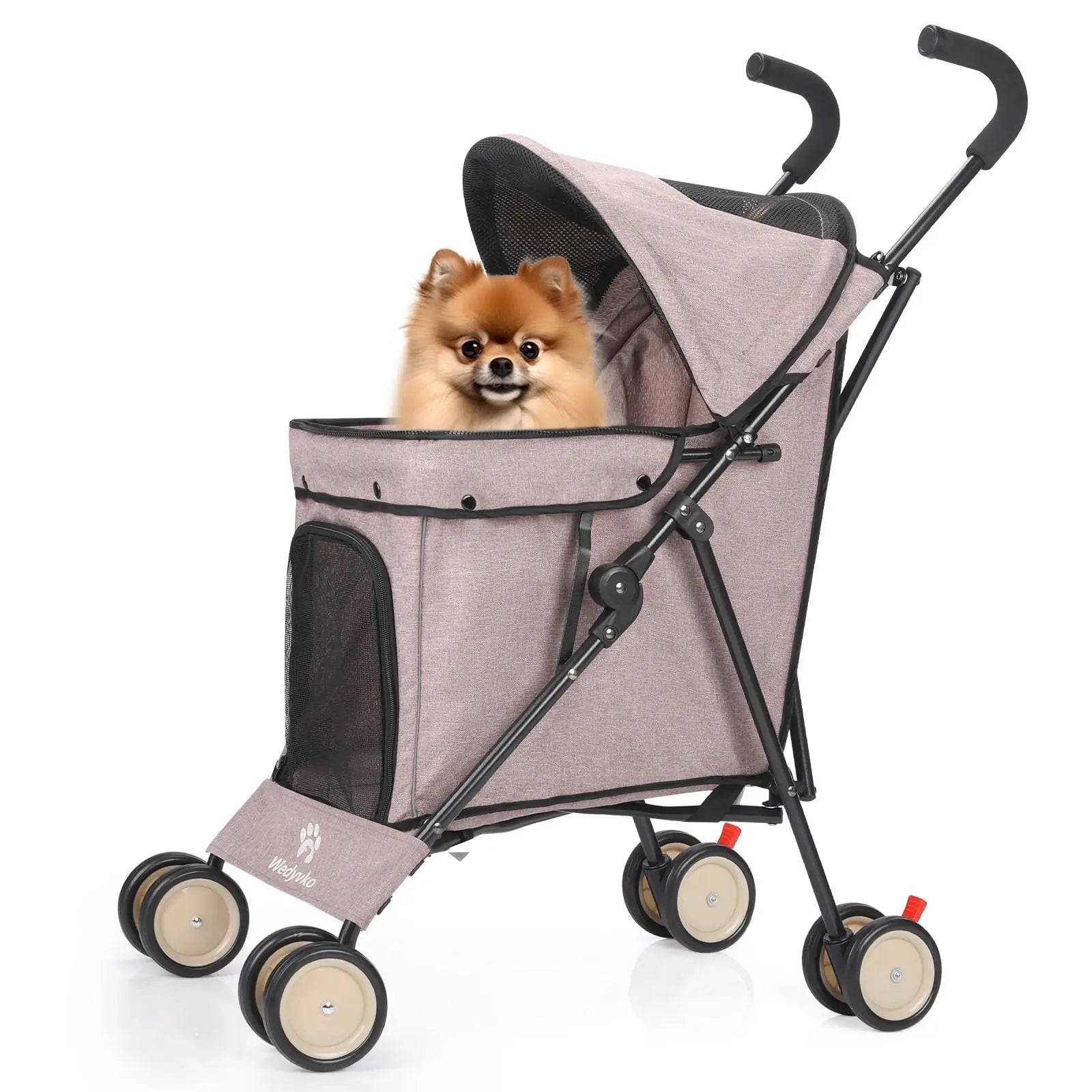Travel Portable Dog Stroller, Pet Stroller for Small Puppy Dogs &amp; Cats, Up to 33 lbs, Dark Grey