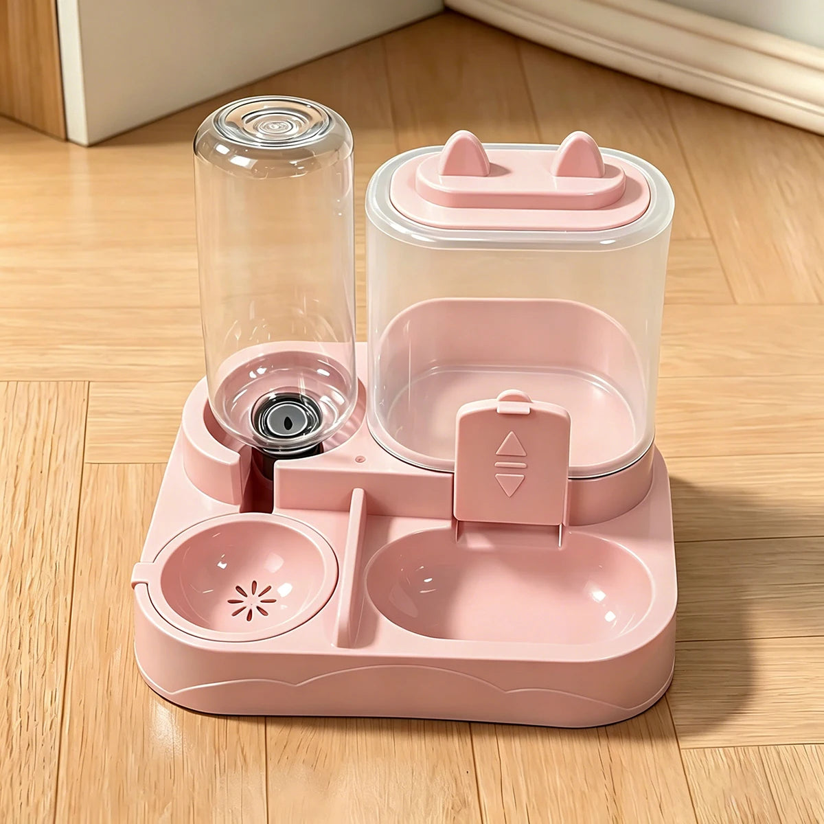 2-in-1 Large Pet Feeder &amp; Water Dispenser, Dry Wet Separation, Durable Plastic, Transparent, No Battery, For Cats Dogs Travel