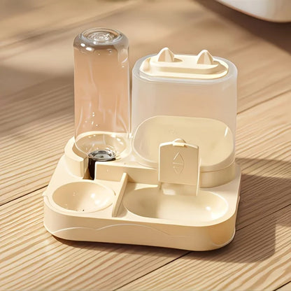 2-in-1 Large Pet Feeder &amp; Water Dispenser, Dry Wet Separation, Durable Plastic, Transparent, No Battery, For Cats Dogs Travel