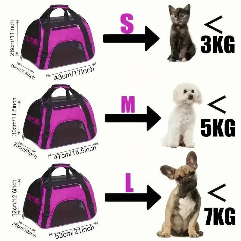 Portable Dog &amp; Cat Travel Carrier – Breathable Mesh Pet Handbag