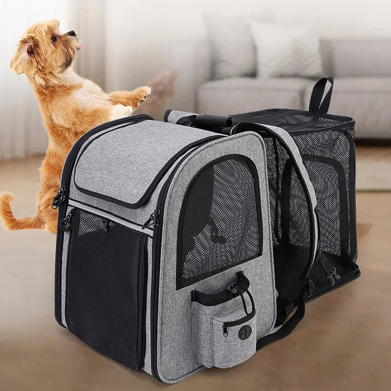 Pet Backpack Portable Breathable Outdoor Foldable Expandable Cat &amp; Dog Backpack Large Capacity Oxford Cloth Cat Carrying Bag