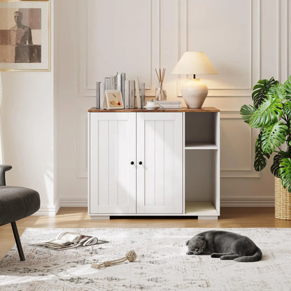 Cat Litter Enclosure For Litter Robot 3/4 Automatic Litter Box Dog-Proof Shelf Power Outlet Litter Collector Easy Assembly