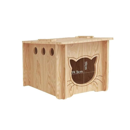 Solid Wood Cat Nest Doghouse Furniture Integrated Pet Nest Cat Scratching Board Cat Villa Winter Warm Summer Cool Pet Wooden Hou