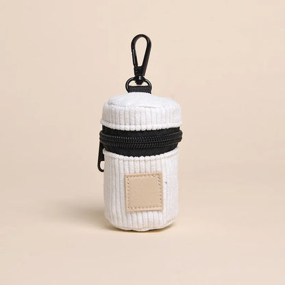Corduroy Dog Poop Bag Holder with Carabiner, Portable Zipper Pet Waste Bag Dispenser for Outdoor Walking