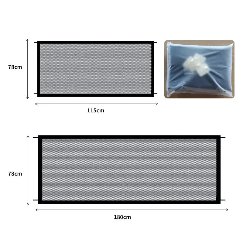Pet Dog Safety Barrier Fence – Folding Mesh Gate with 4 Hooks for Stairs &amp; Doorways
