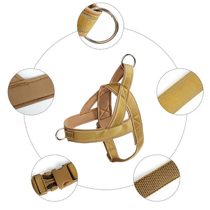 Tactical Anti-Pull Dog Harness - 1000D Nylon Adjustable for Large Dogs, Outdoor Training Vest with Handle &amp; Reflective