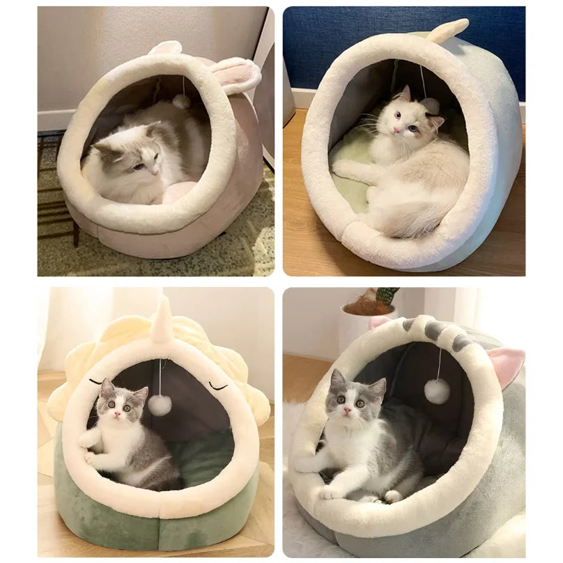 Deep Sleep Cat Bed Cartoon Pet Bed Foldable Removable Washable Pet Sleeping Bed for Small Dog Mat Bag Cave Cats Bed