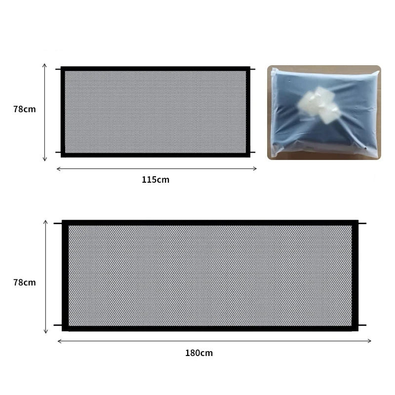 Pet Dog Safety Barrier Fence – Folding Mesh Gate with 4 Hooks for Stairs &amp; Doorways