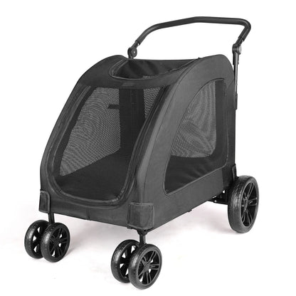 Heavy Duty Dog Stroller for Large Dogs up to 120 lbs, Foldable Pet Wagon with 360° Wheels, All-Round Ventilation, Front &amp; Rear Z