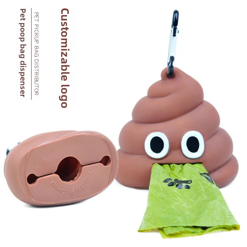 Vinyl Poop Shaped Pet Poop Bag Dispenser Funny Dog Cat Waste Holder Portable for Outdoor Walking Travel