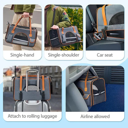 Dog Pet Carrier Bag Anti-Collapse Design Multiple Storage Pockets Cat Travel Handbag for Medium Cats, Puppy, Rabbits and Other S