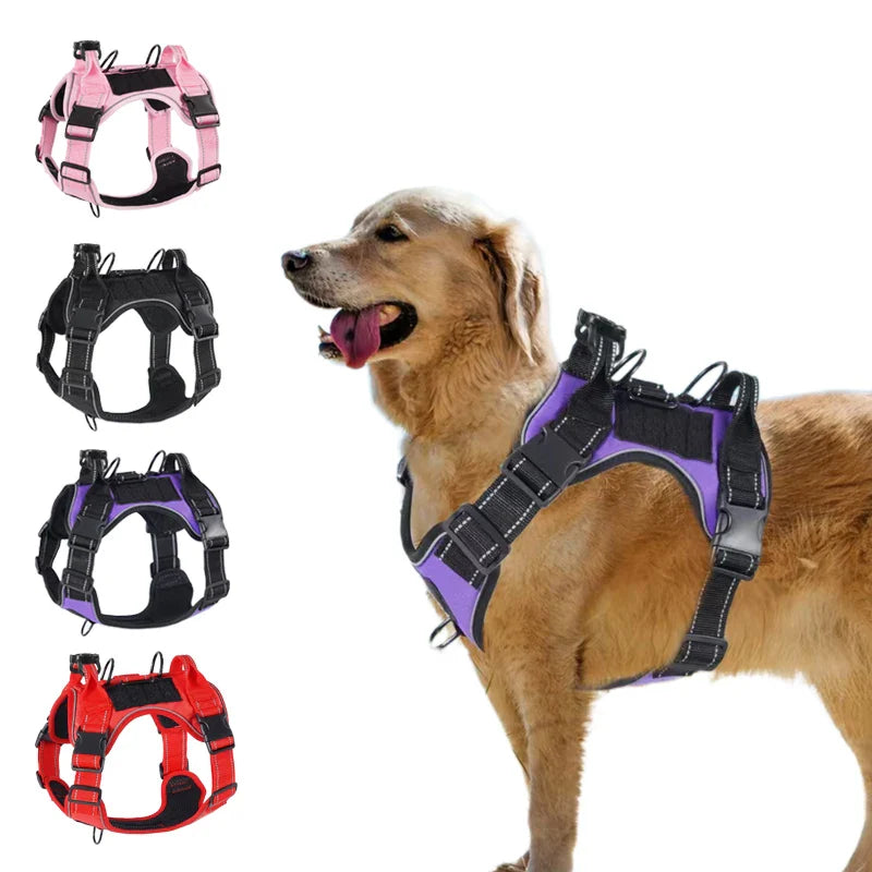 No Pull Dog Harness with Locator Silicone Protective Cover Anti slip Adjustable Pet Chest Harness for Medium &amp; Large Dogs
