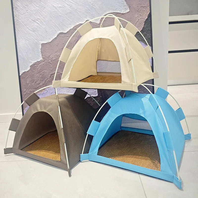 Pet Teepee Durable Floor Mat Dog &amp; Cat House for Indoor/Outdoor Camping  Comfortable for Pets Foldable Cat Bed and Dog Bed cage