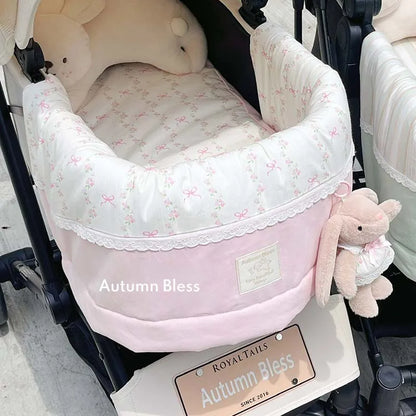 Super Soft Pet Dog Stroller Cover,Cozy Front Cover Keep Out Dirt-For Pet Stroller,Soft Cotton Stroller Accessories With Bunny On
