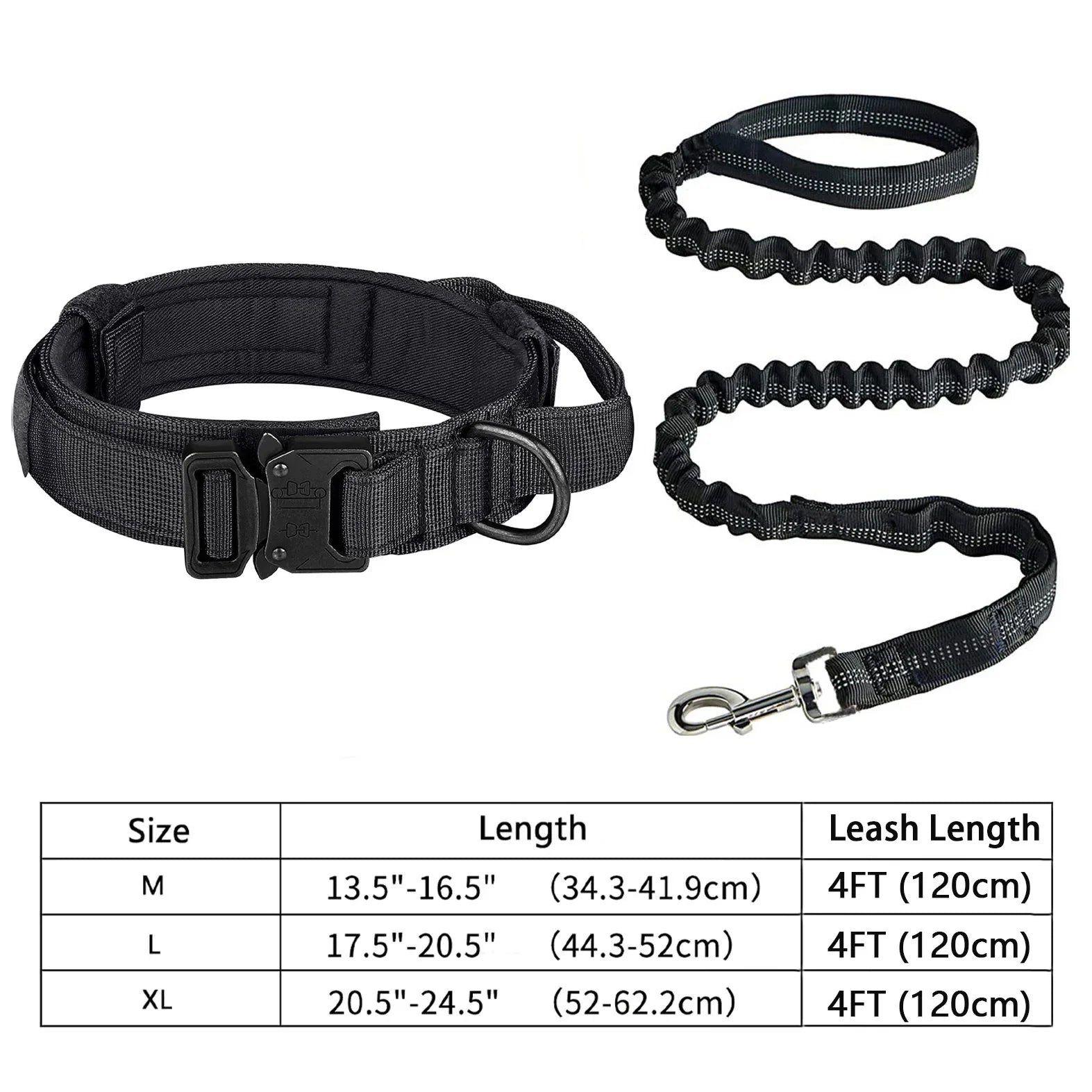Heavy-Duty Military Tactical Dog Collar &amp; Leash Set | Adjustable Training Collar for All Dogs
