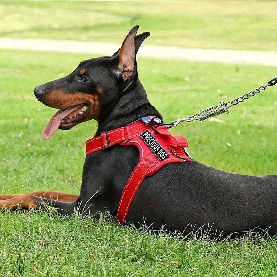 Service Dog Harness &amp; Leash Set with 1pc Folding Bowl Reflective Adjustable Dog Vest Harness Soft Oxford Pet Harness For Small M