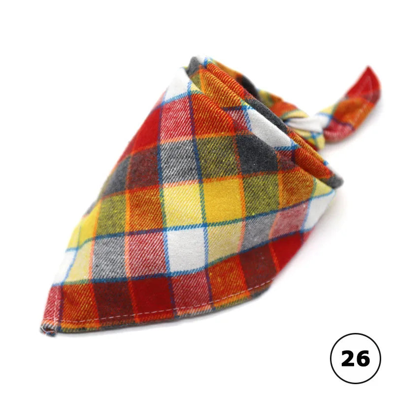 Plaid Cat Dog Bandana Pet Puppy Soft Cotton Bandanas Handkerchiefs Scarfs Triangular Bandages Accessories for Kittens Puppies