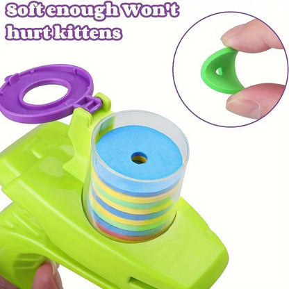 Cat Dog Toy with Colorful Flying Discs Set, Pet Toy Gun Launcher Interactive Toys for Kitten Indoor &amp; Outdoor Training Chasing
