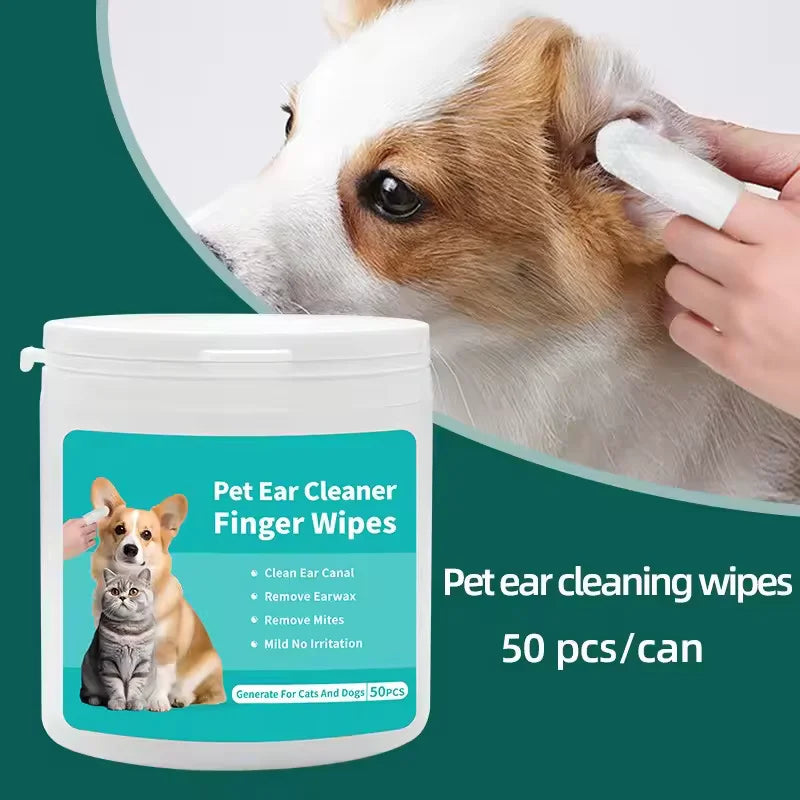 Disposable Pet Ear Cleaning Wipes | Finger Cover Ear Care for Dogs and Cats
