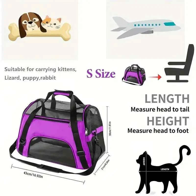 Portable Dog &amp; Cat Travel Carrier – Breathable Mesh Pet Handbag