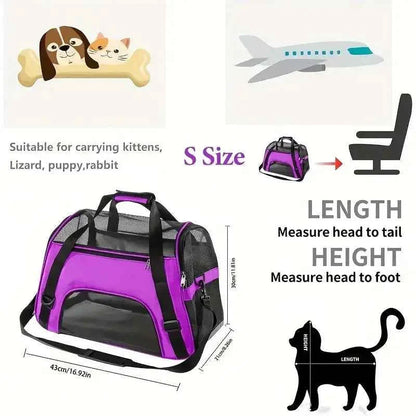 Portable Dog &amp; Cat Travel Carrier – Breathable Mesh Pet Handbag