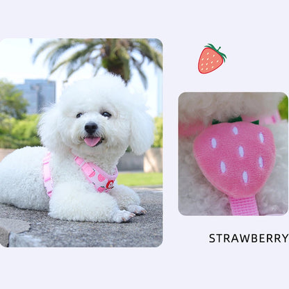 Cute Strawberry Dog Harness Leash Set for Small Medium Dogs Escape Proof Pet Chest Strap Adjustable Breathable Dog Vest Harness