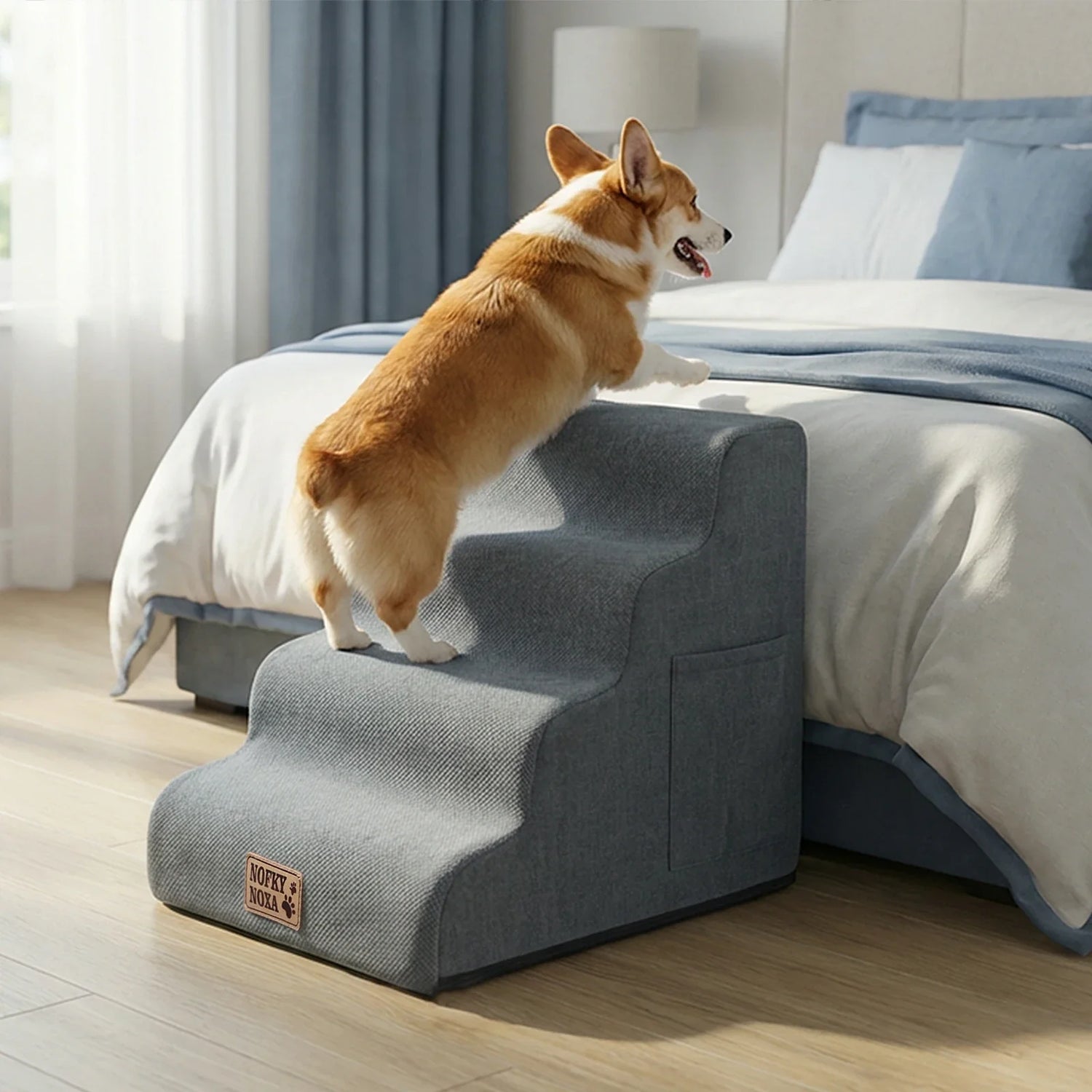 Dog and Cat Stairs Ramp Made of High-Density Foam Material, Suitable for Small Dogs and Cats, Non-Slip Indoor Ladder, Suitable for Sofas, High Beds, Couches, and Cars