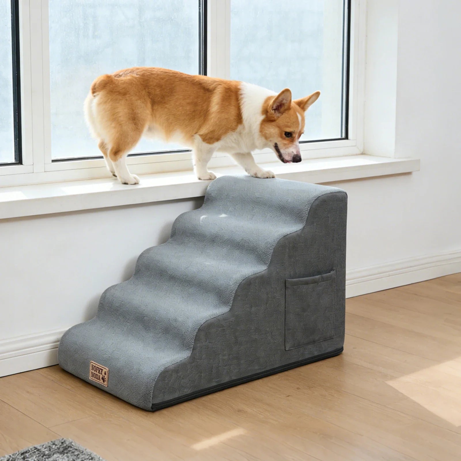 Dog and Cat Stairs Ramp Made of High-Density Foam Material, Suitable for Small Dogs and Cats, Non-Slip Indoor Ladder, Suitable for Sofas, High Beds, Couches, and Cars