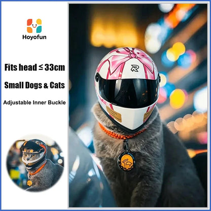 Pet Helmet for Cat Small Dog Pink Butterfly Pattern ABS Buckle Adjustable Strap Outdoor Riding Travel Safety Hat Photo Prop