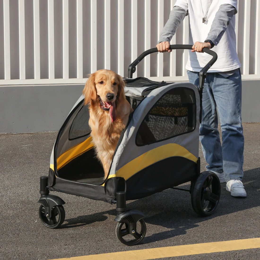 Portable Dog Stroller 4 Wheels Foldable Travel Carrier Outdoors