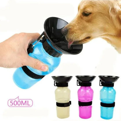 500ml Outdoor Portable Pet Water Bottle – Leakproof Dog &amp; Cat Travel Cup with Drinking Bowl Feeder
