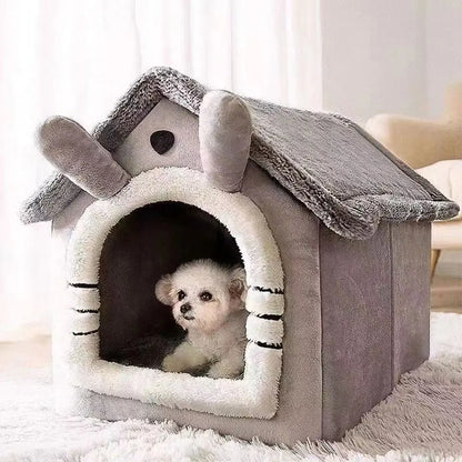 House Style Pet Bed for Small Dogs &amp; Cats - All Season Removable Washable Dog House Winter Warm Teddy Bed Pet Supplies