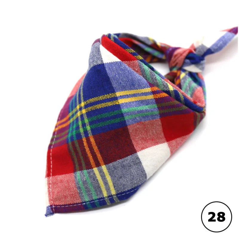 Plaid Cat Dog Bandana Pet Puppy Soft Cotton Bandanas Handkerchiefs Scarfs Triangular Bandages Accessories for Kittens Puppies