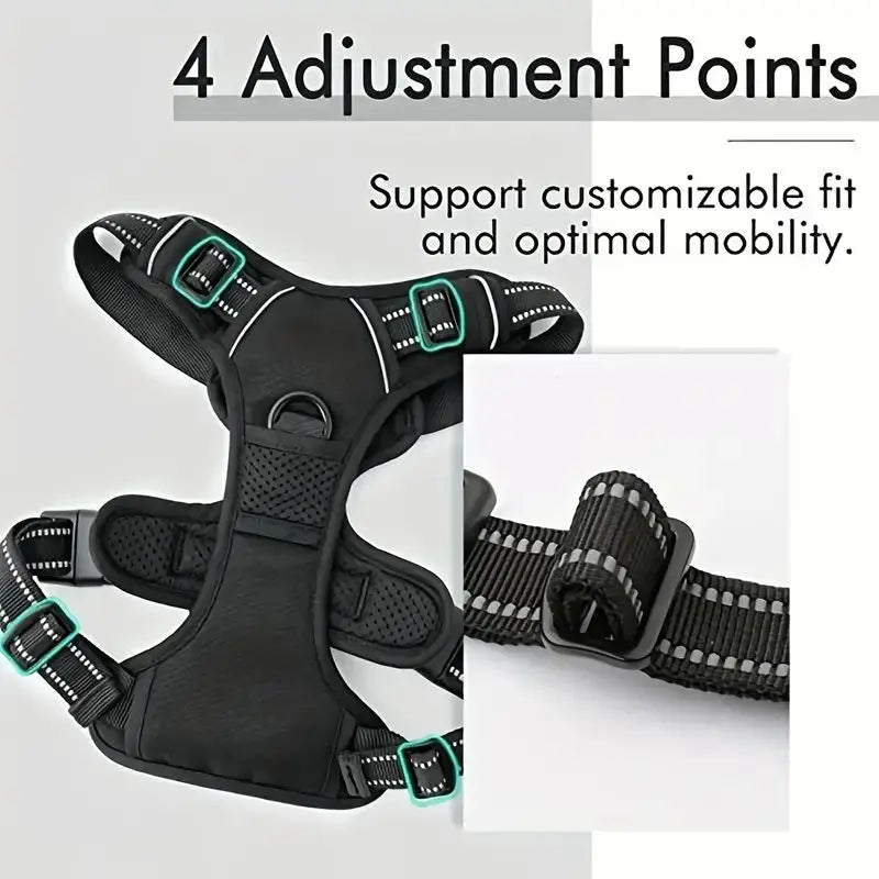 Service Dog Harness Front Clip Heavy Duty Reflective Easy Control Handle for Large Dog Walking，Easy to Control for Small Medium