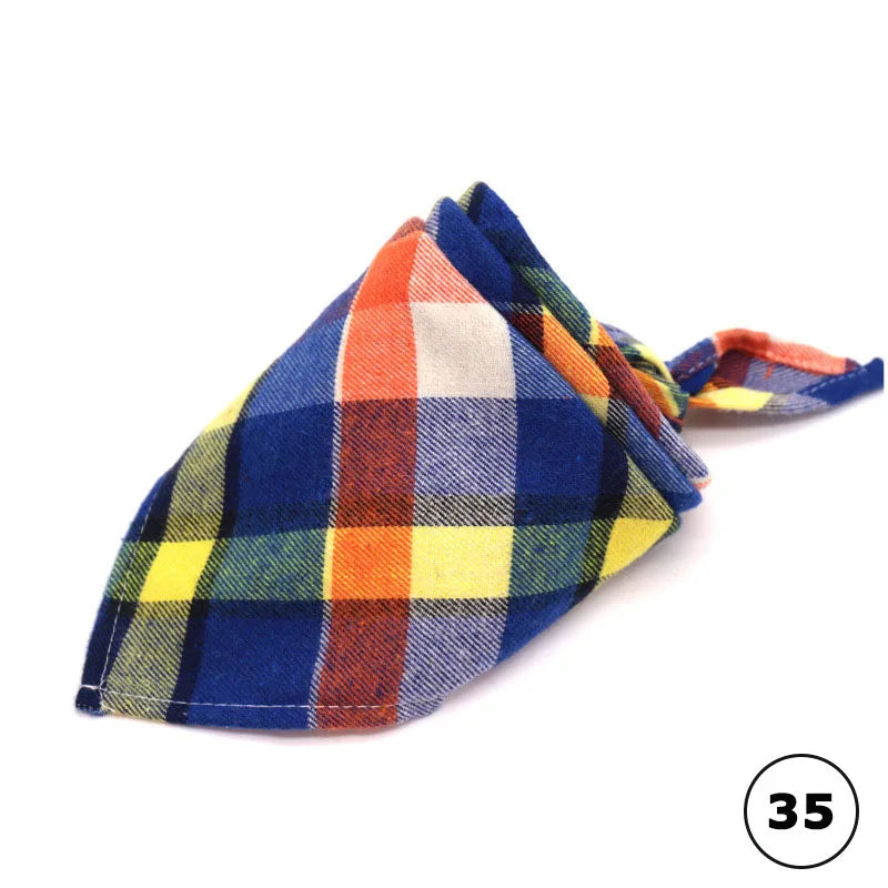 Plaid Cat Dog Bandana Pet Puppy Soft Cotton Bandanas Handkerchiefs Scarfs Triangular Bandages Accessories for Kittens Puppies