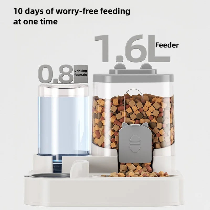 Automatic Cat &amp; Dog Feeder Bowl with Water Fountain | Spill-Proof Pet Feeder