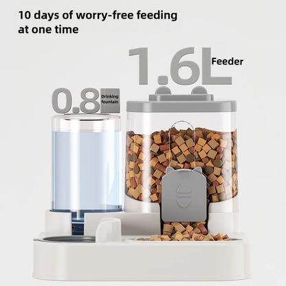 Automatic Cat &amp; Dog Feeder Bowl with Water Fountain | Spill-Proof Pet Feeder