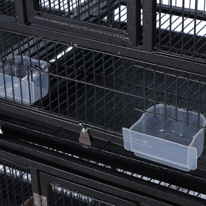 Breeding Flight Bird Cage with Detachable Rolling Stand Breeder Cage with Perches, Food Boxes, Slide-Out Tray and Storage Shelf