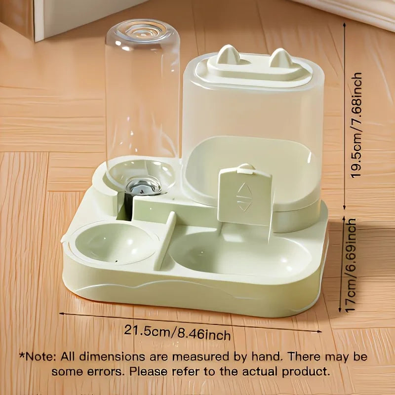 2-in-1 Large Pet Feeder &amp; Water Dispenser, Dry Wet Separation, Durable Plastic, Transparent, No Battery, For Cats Dogs Travel