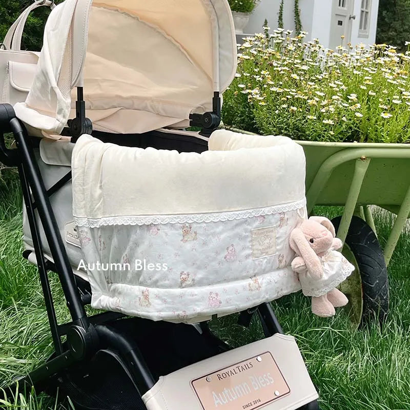 Super Soft Pet Dog Stroller Cover,Cozy Front Cover Keep Out Dirt-For Pet Stroller,Soft Cotton Stroller Accessories With Bunny On