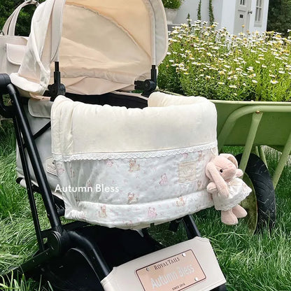Super Soft Pet Dog Stroller Cover,Cozy Front Cover Keep Out Dirt-For Pet Stroller,Soft Cotton Stroller Accessories With Bunny On