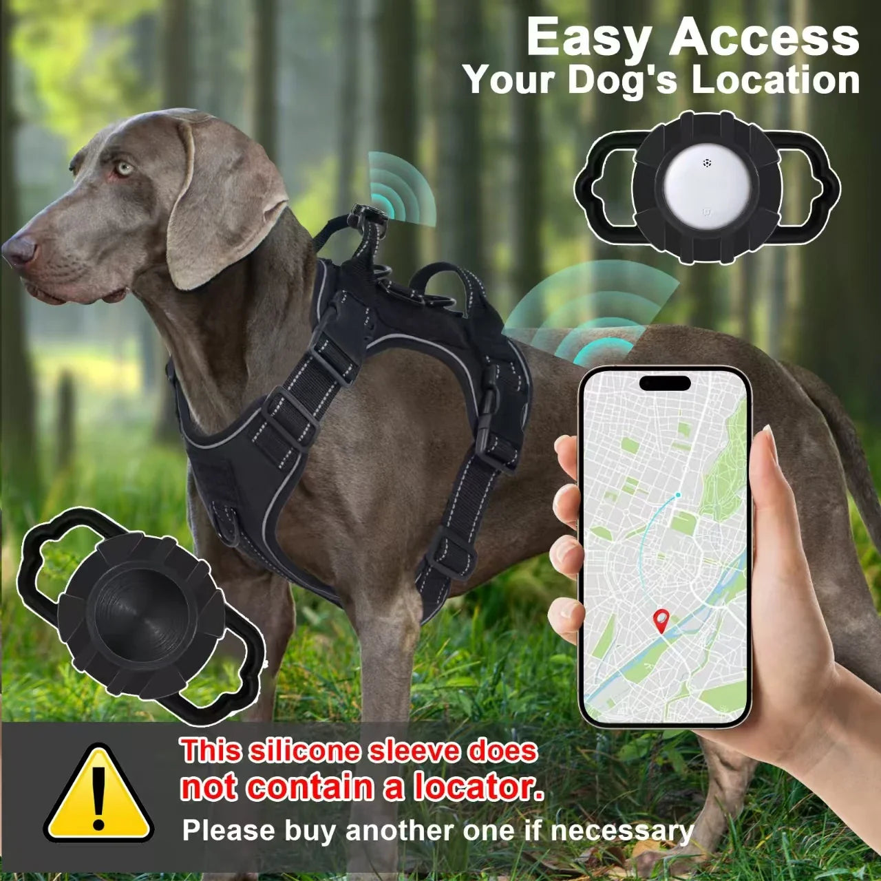No Pull Dog Harness with Locator Silicone Protective Cover Anti slip Adjustable Pet Chest Harness for Medium &amp; Large Dogs
