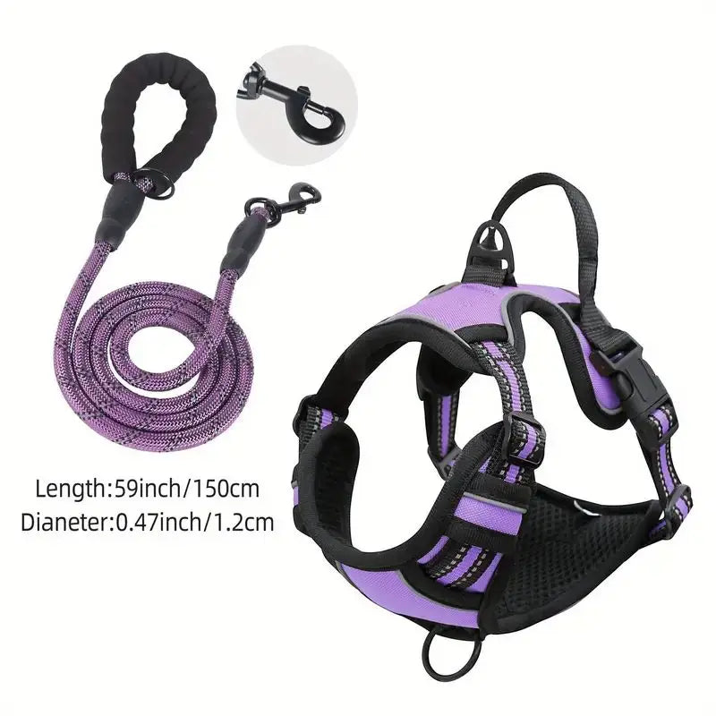 Service Dog Harness Front Clip Heavy Duty Reflective Easy Control Handle for Large Dog Walking，Easy to Control for Small Medium