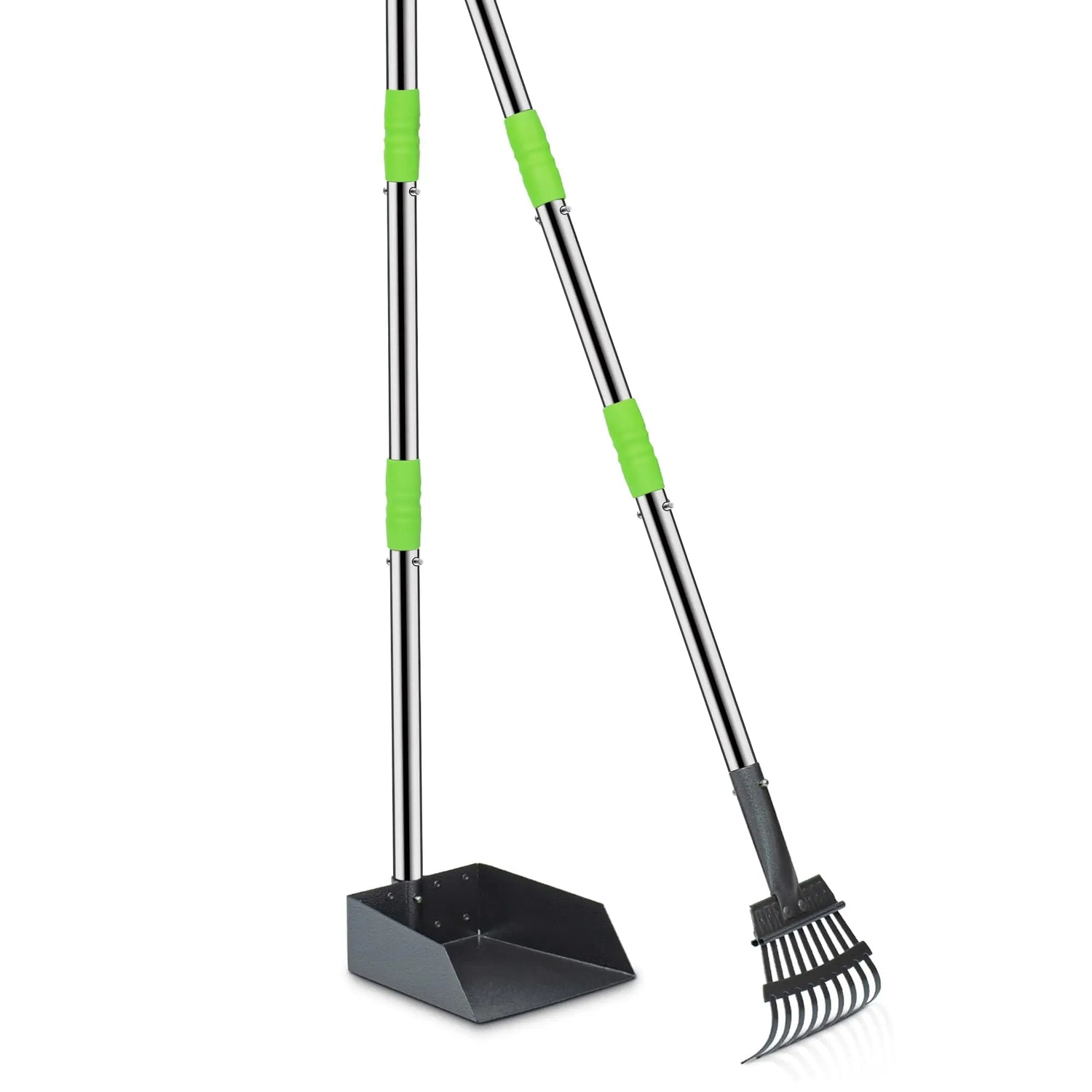 Dog Pooper Scooper and Rake Set with Stainless Handles