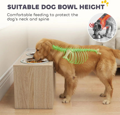 Elevated Dog Bowls with Storage Cabinet, Raised Dog Bowl Stand, Pet Feeding Station with Slow Feeder &amp; Non-Slip, for Large Pets