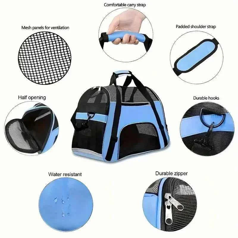 Portable Dog &amp; Cat Travel Carrier – Breathable Mesh Pet Handbag